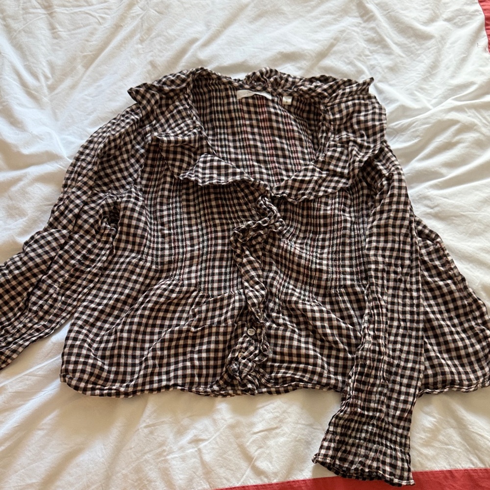 DOEN - Small- Women's Black and White Gingham Top.